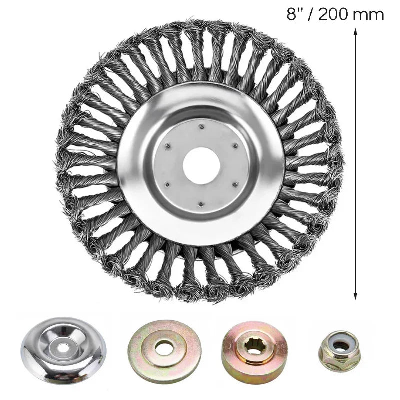 Wire Brush Trimmer with Lawnmower Blade