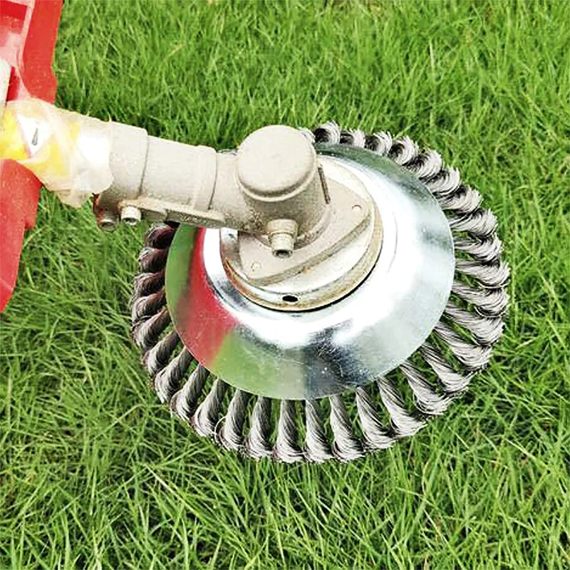 Wire Brush Trimmer with Lawnmower Blade